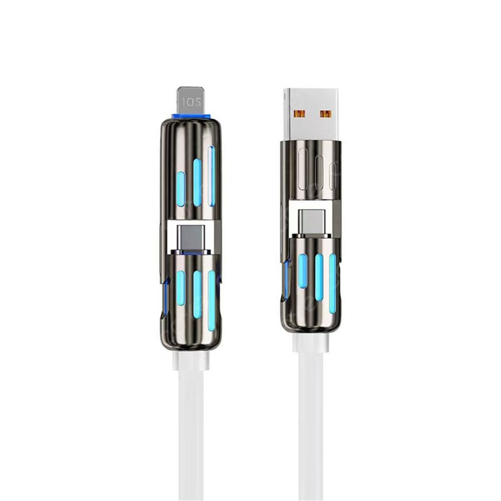 1m 4 In 1 Data Cable 240W Super Fast Charging Type-C/USB To Type-C/8Pin Liquid Silicone Cord