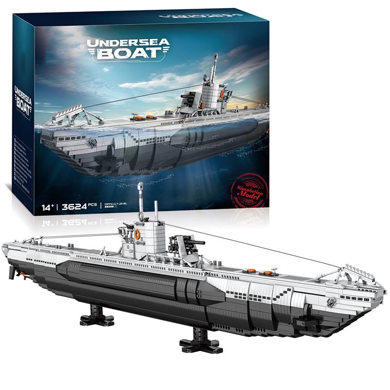 3624PCS U Shaped Submarine Building Blocks Undersea Ship Model Bricks With Base Bracket Desktop Deco Kids DIY Toys Holiday Gifts