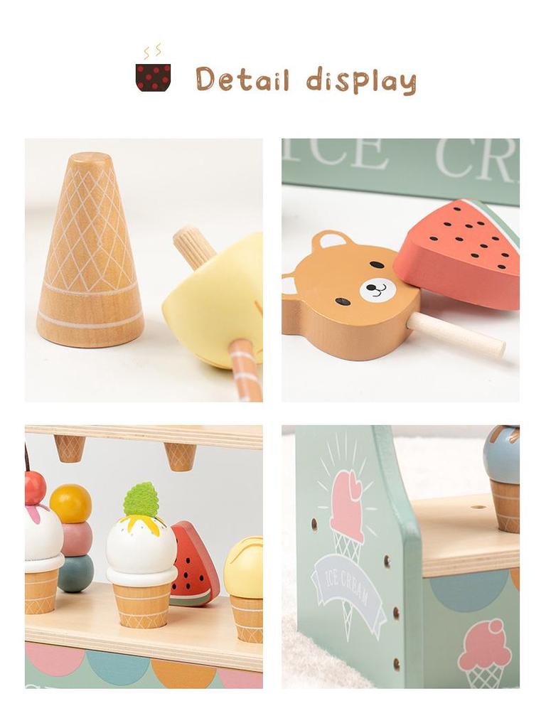 Wooden Ice Cream Stand: Pretend Play Kiosk for Kids and Parents