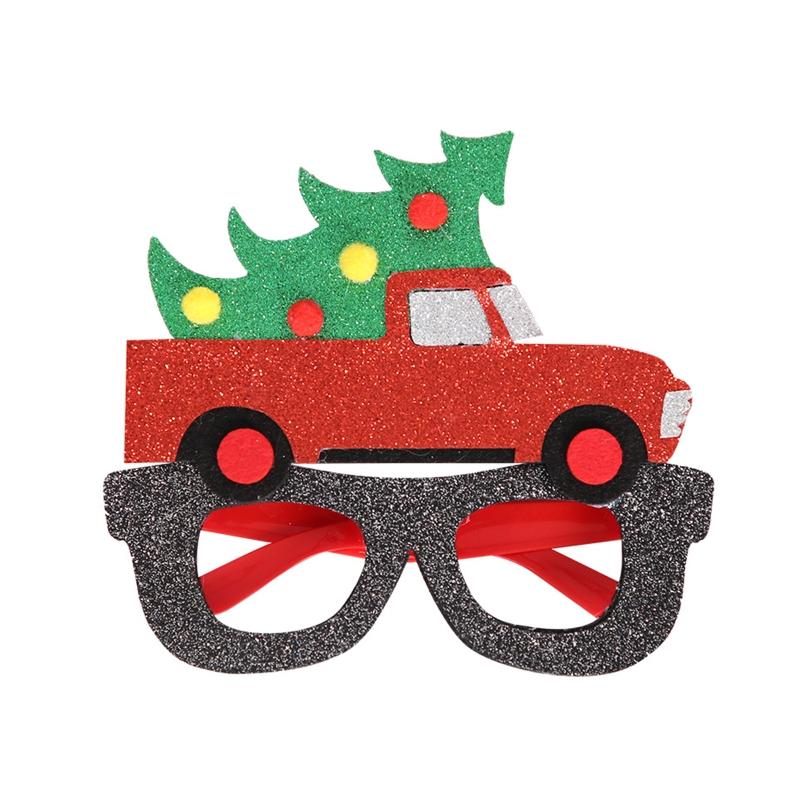 Happy New Year Glasses Frame Photo Props Snowman Xmas Santa Claus Tree Elk Party