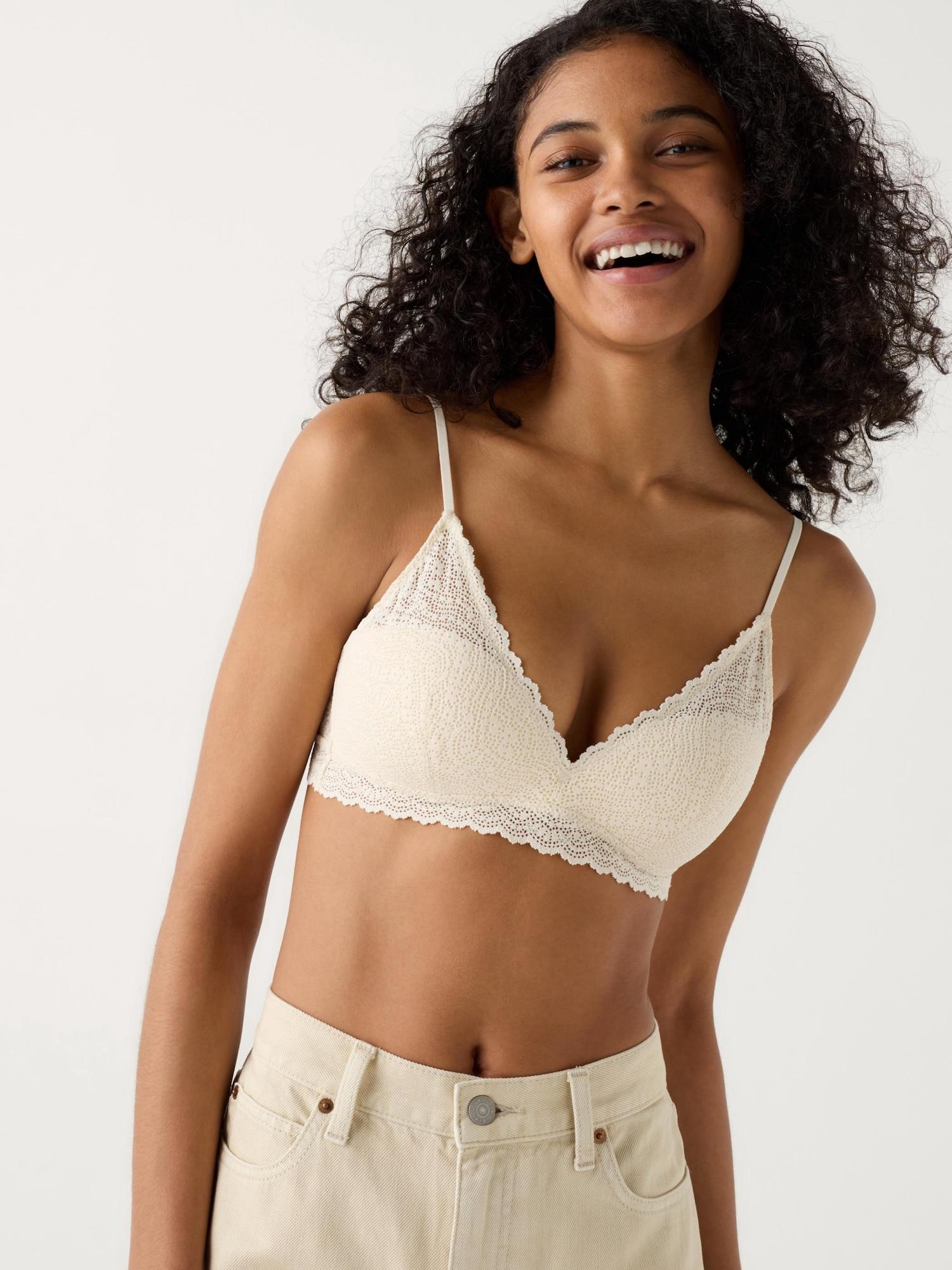 

UNIQLO JAPAN бюстгальтер без косточек из эластичного кружева 01 OFF WHITE/XS