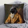 1pc Victorian Renaissance Raven Portrait Pillow Cover - 45.72X45.72 Cm Double-Sided Plush Decorative Pillowcase with Kingly Feathered Bird & Ornate De