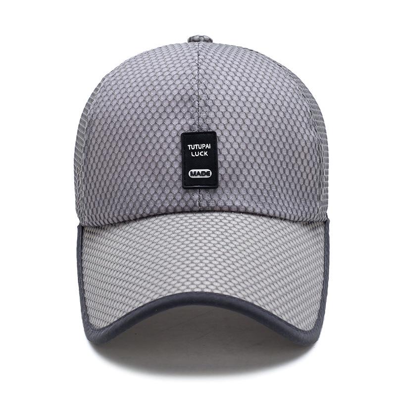 Summer Outdoor Sunshade Mesh Hat, Men's Extended Brim Leather Label Baseball Cap, Sunscreen Hat