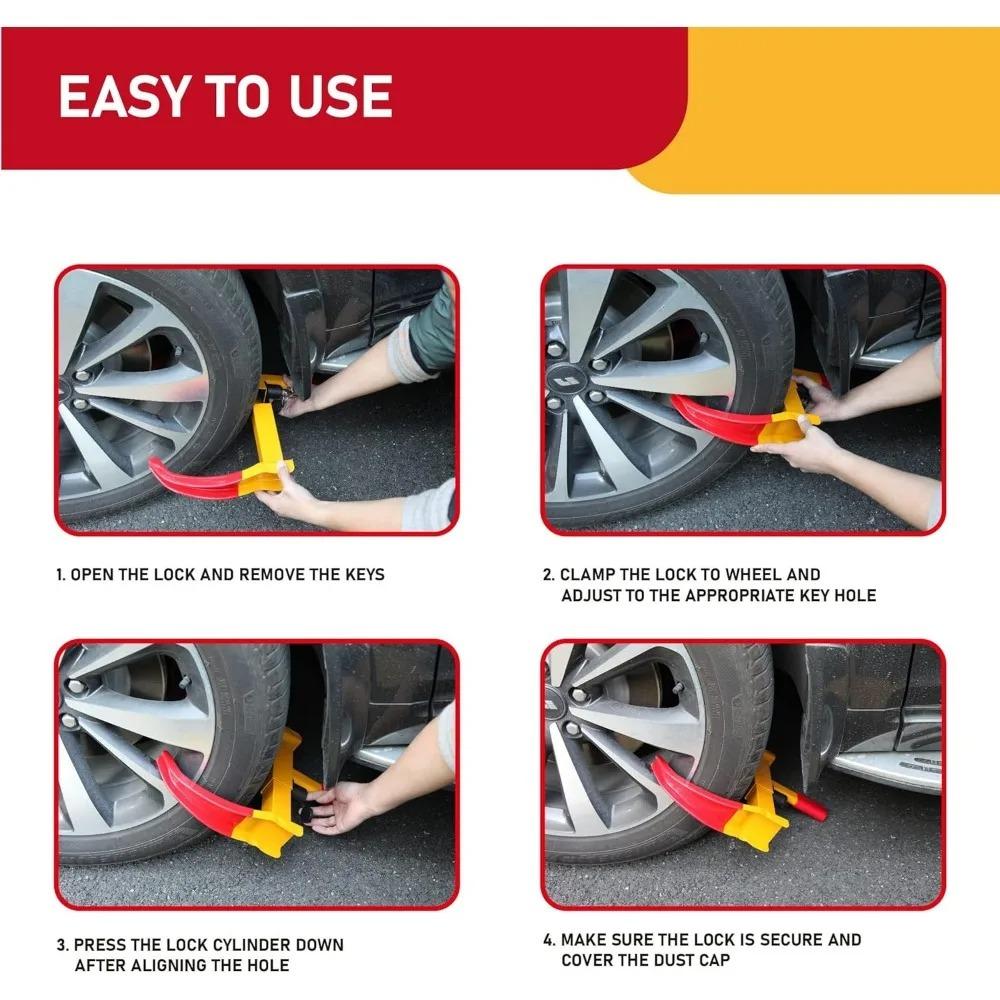 Stainless steel heavy duty tire lock. Nine-hole adjustable. Fits cars trucks RVs trailers bikes motorcycles. Thread Lock3