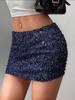 2025 European & American Blue Sequin Hip-hugging Short Skirt - Sexy, Slimming, Vacation Style