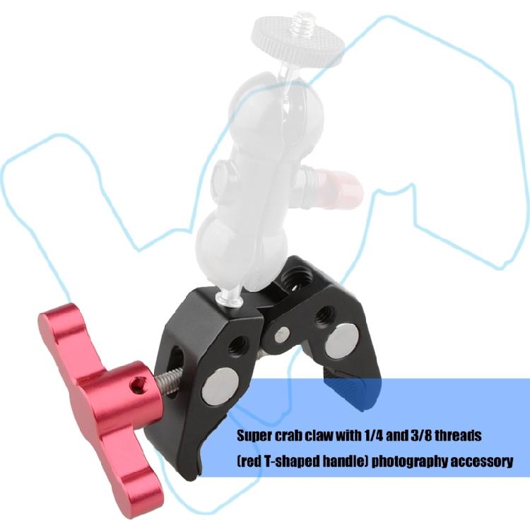 Heavy Duty Multifunctional Super Crabbing Clamp 1/4inch-20 & 3/8inch-16 Screw Thread Adapter for Camera Photography Ligh