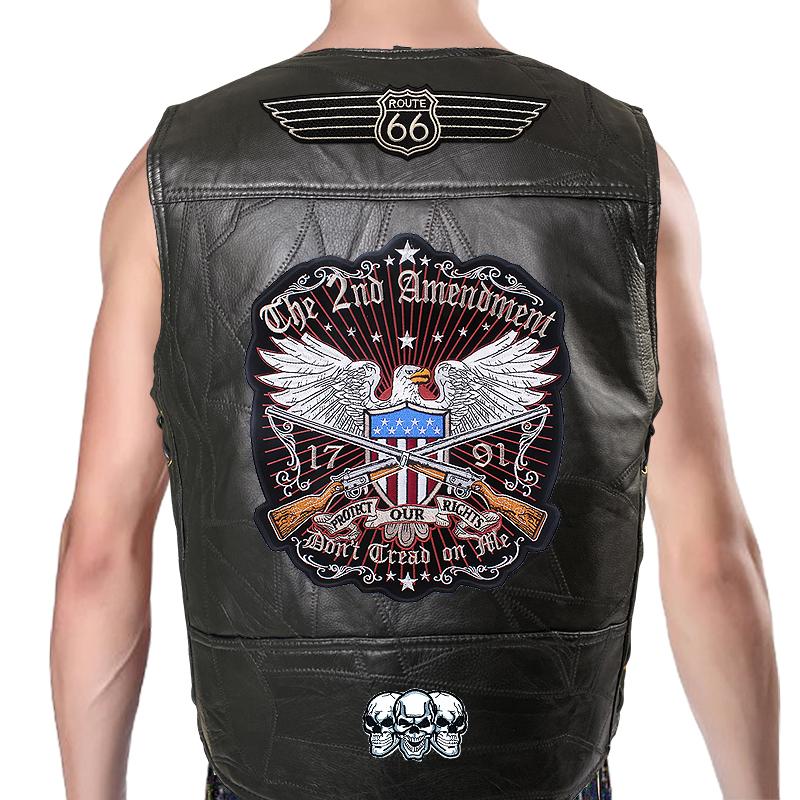 

Жилет-пояс кожаный Жилет мужской Мотоцикл Плечо Четыре сезона Велоспорт Зажим Классический Вышитый знак 7 эластичных ремешков связаны. S