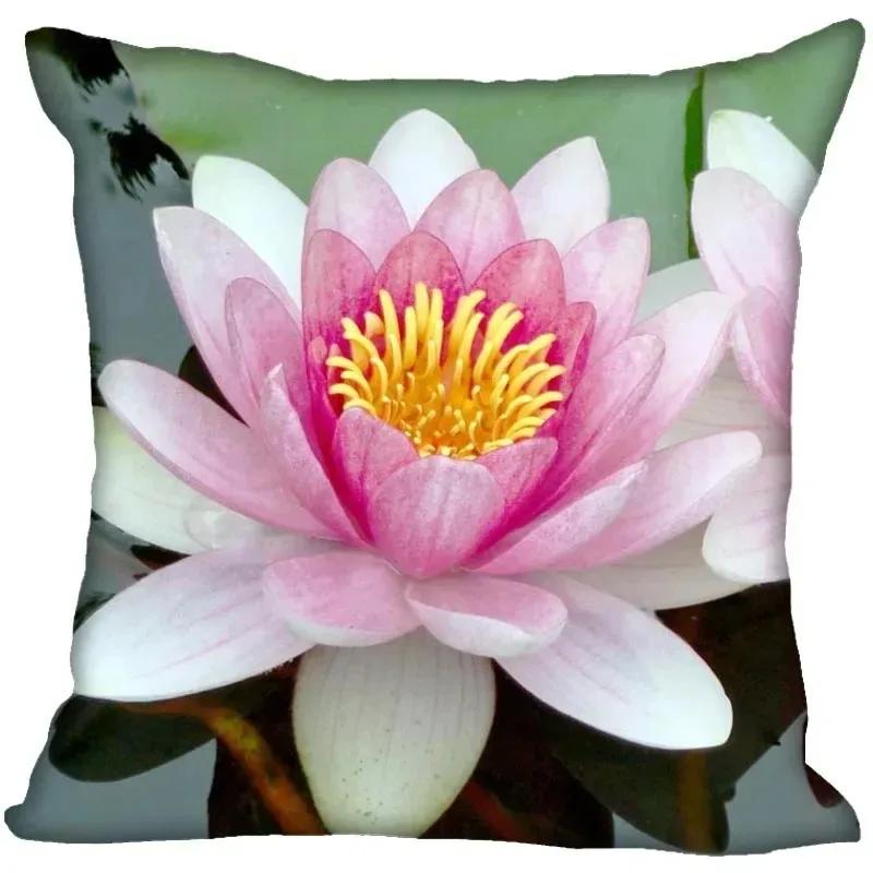 Luxury Home Decor Pillowcase Lotus Painting Art Pillowcase Living Room Sofa Cushion Cover