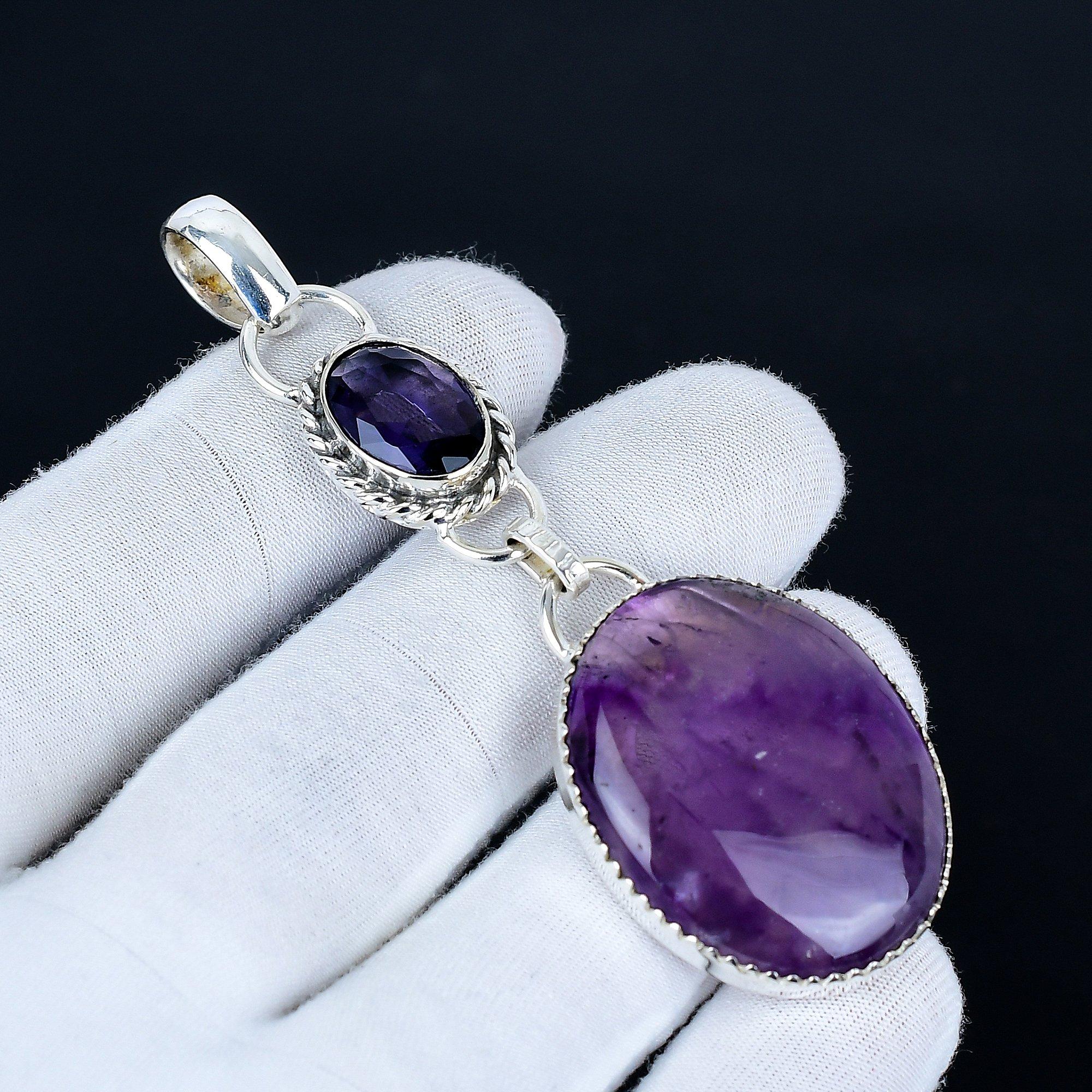 

Amethyst Pendant, 925 Sterling Silver Handmade Jewelry, Amethyst Silver Pendant, Party Wear Jewelry For Women s, Pendant Valentine s Day Gift 8 Cm