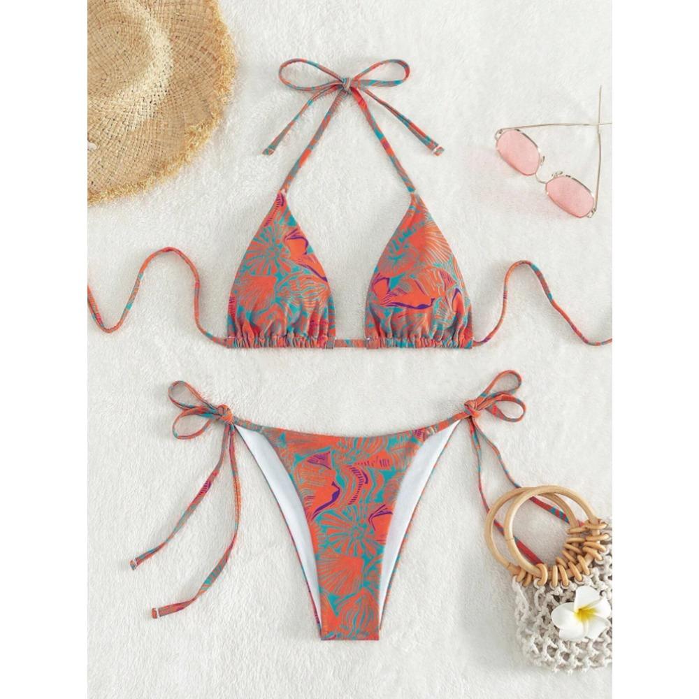 Triangle String Bikinis 2025 Printed Swimwear Female Sexy Brazilian Swimsuit Women Bathers Bathing Swimming Swim Suit Beachwear