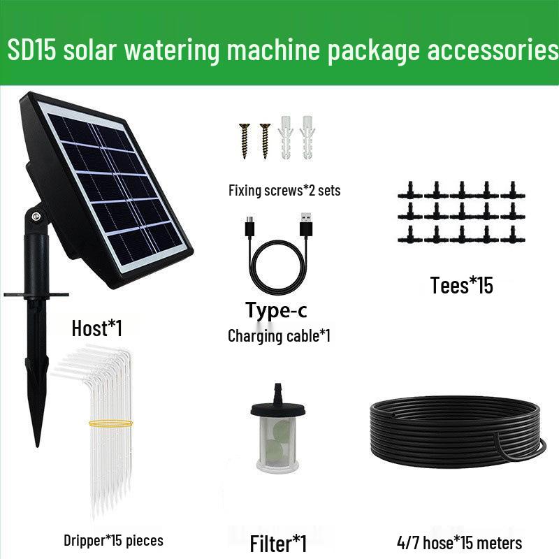 Solar Timer Irrigation Kit: Automatic Watering System for Bonsai & Green Plants with Anti-Siphon Drip Tube