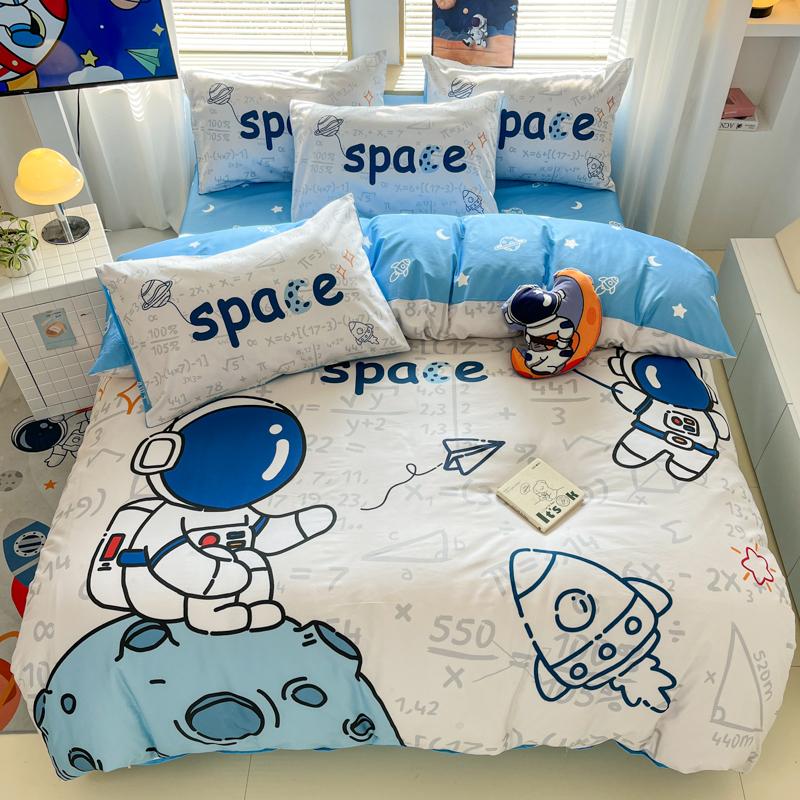 40S Percale Cotton School Pupil Space Dream Bedding Set duvet cover pillow case Single Full King Bed Linen Set