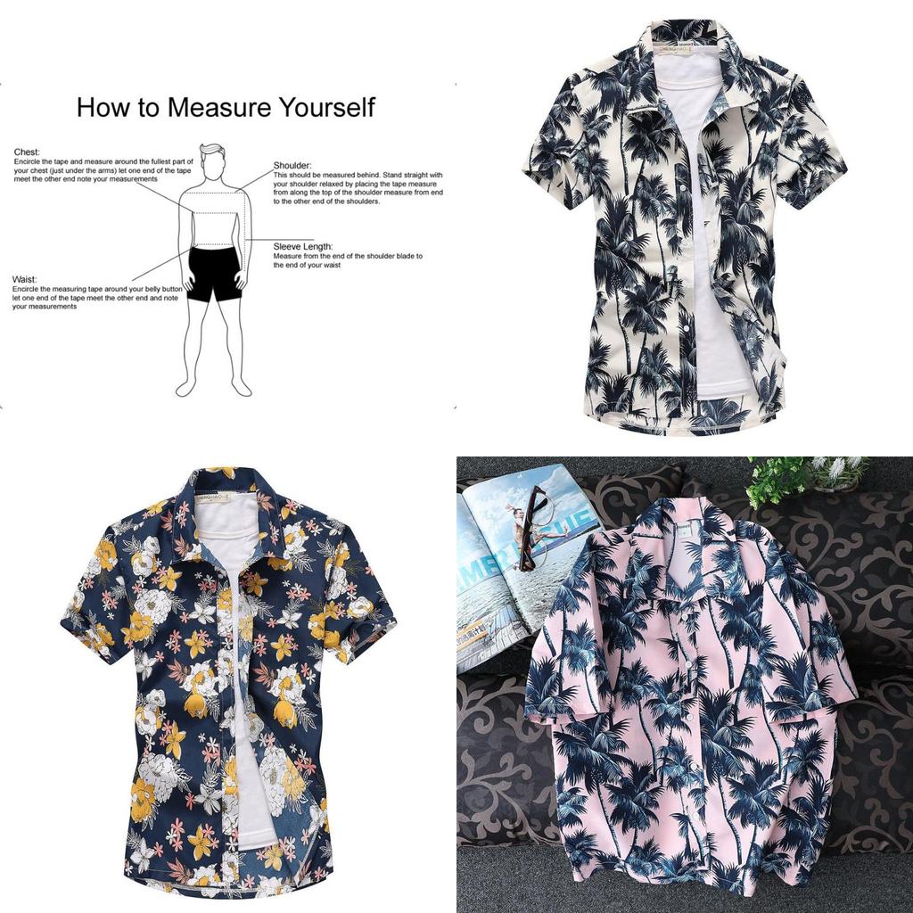 Stylish Men Holiday Short Sleeve T-shirt With Vibrant Hawaiian Floral Patterns