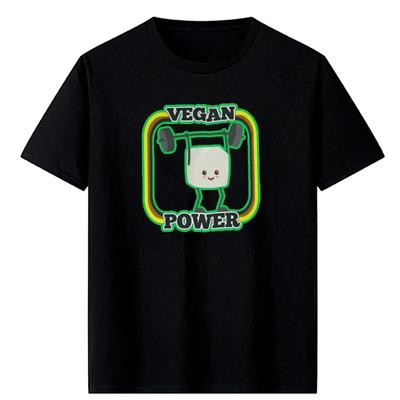 Camiseta Vegana Estampada Respetuosa con los Animales Poder TOFU Levantamiento de Pesas Hombre Mujer Veganuary Tops Camiseta Moda Unisex Streetwear