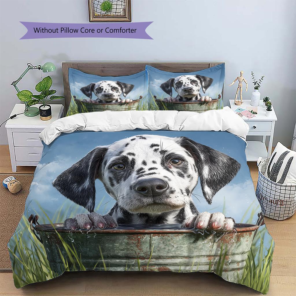 Biancheria da letto con motivo dalmata sull'erba Decorazione per la casa Regalo di compleanno (1 * copripiumino + 2 * federa, senza nucleo)