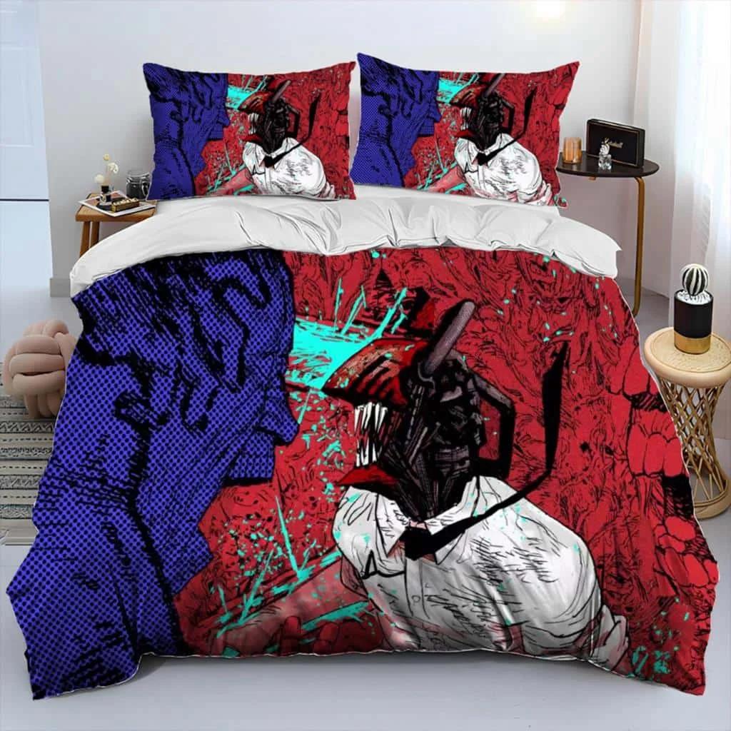 

3D Anime Chainsaw Man Denji Beding Set Carton Warm Comforter Soft Duvet Cover Bed Linen Set Comfortable Quilt Cover Pilowcase king Quen Sized 135*200cm Eu-Single