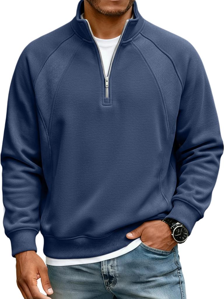 Men's Half Zip Sweatshirt Stand Collar Relaxed Fit Casual Pullover for Autumn Winter