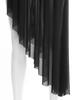Womens Asymmetrical Lyrical Dance Dress Mock Neck Cutout Sheer Mesh Shiny Rhinestones Performance Costume