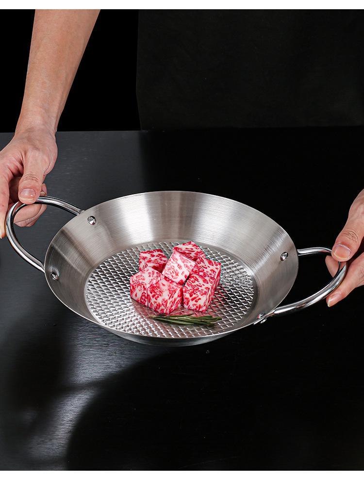 Stainless Steel Double Ear Flat Bottom Plate for Seafood, Spicy Crayfish, Pasta, and Fried Chicken.