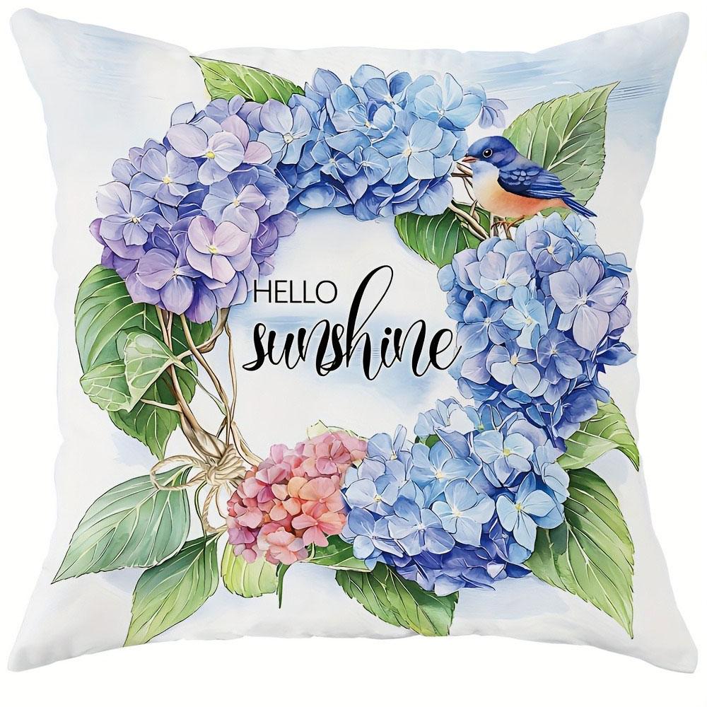 

Синий узор полевых цветов, наволочка для домашнего декора, спальня, гостиная, декор для дивана, полиэстеровая наволочка на подушку с молнией 16x16Inch