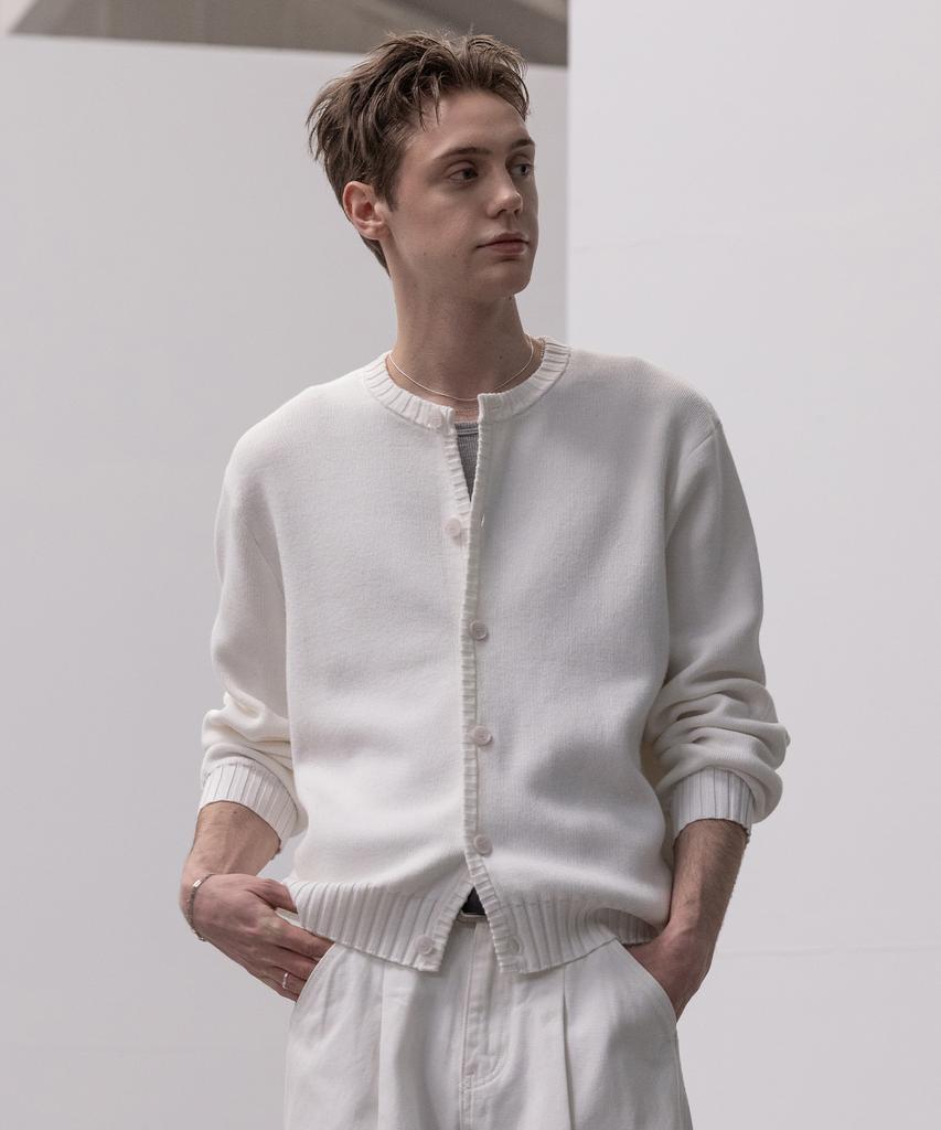 Decoroso Panel Rib Round Cardigan [White]