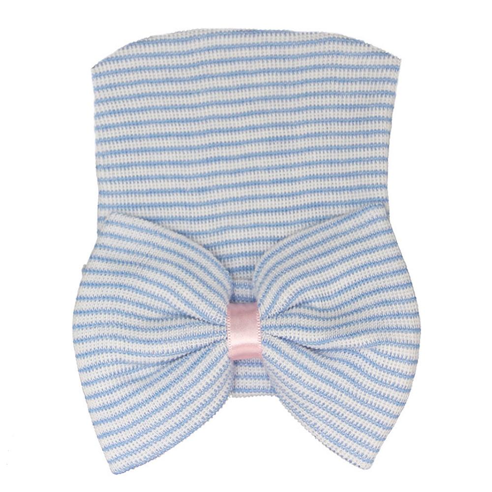 Stripe Infant Hat For 0-6 Month Newborn Baby Hospital Hat Soft Cotton Cute Big Bow Beanie Cap Winter Turban Hats for Baby Girls