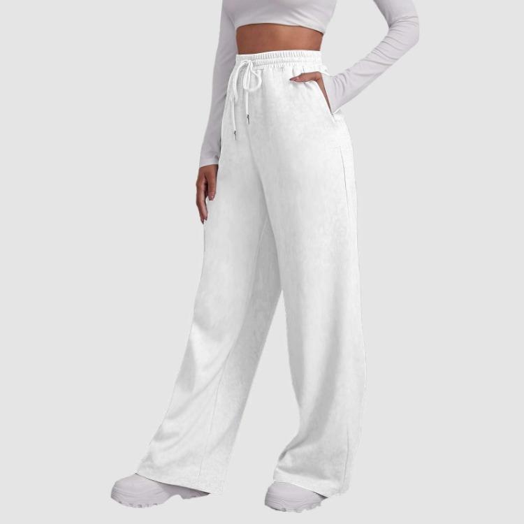 Women Casual High Waisted Sweatpants Wide Leg Yoga Jogger Pants S белый