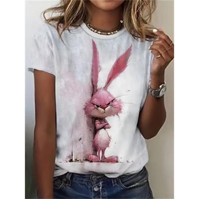 Summer Fashion Women's T-Shirt Cat Dog Animal Print Print 3D Printed Short Sleeve Tops Girl Loose Casual Loose Oversize Outdoor Clothing