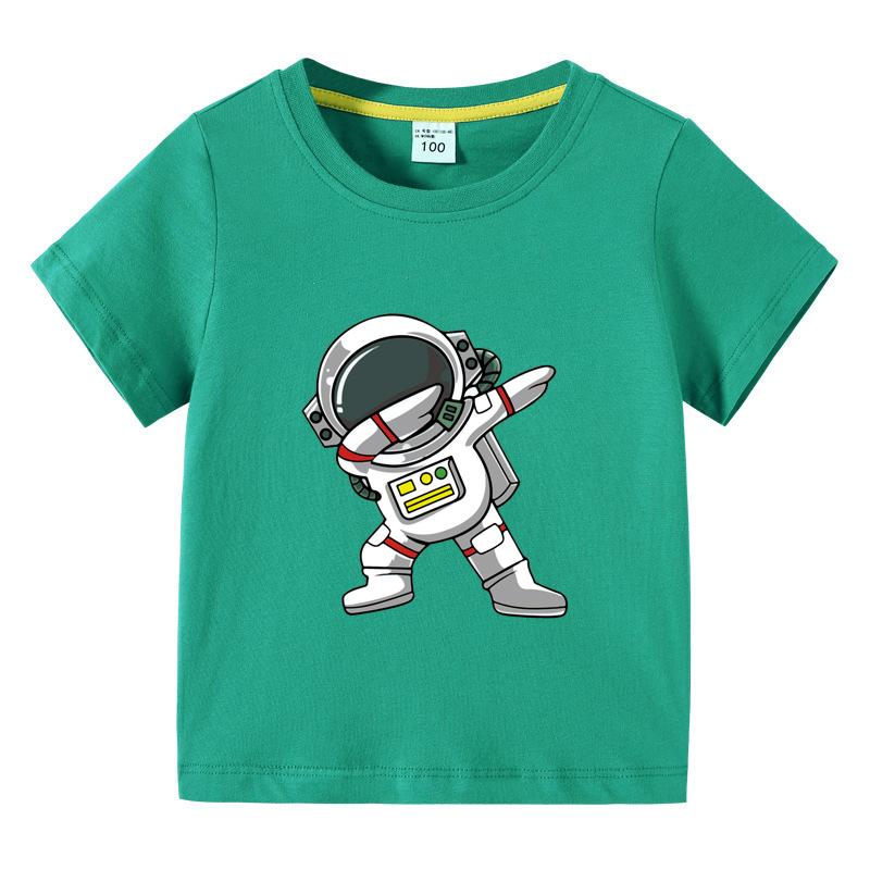 2025 New Kids Clothing Fashion Spaceman Graphic Short Sleeve T-Shirt 3-10Years Children Boy O-Neck Tops Tee Kids Summer Clothes