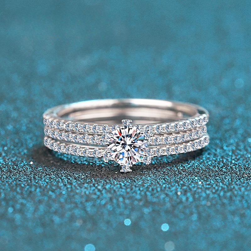 

Кольца с бриллиантами, 2 шт., сертифицированные GRA D VVS1, муассанит, стерлинговое серебро 925 пробы, белое золото 18 карат, обручальное кольцо, свадебные наборы 6&zircon