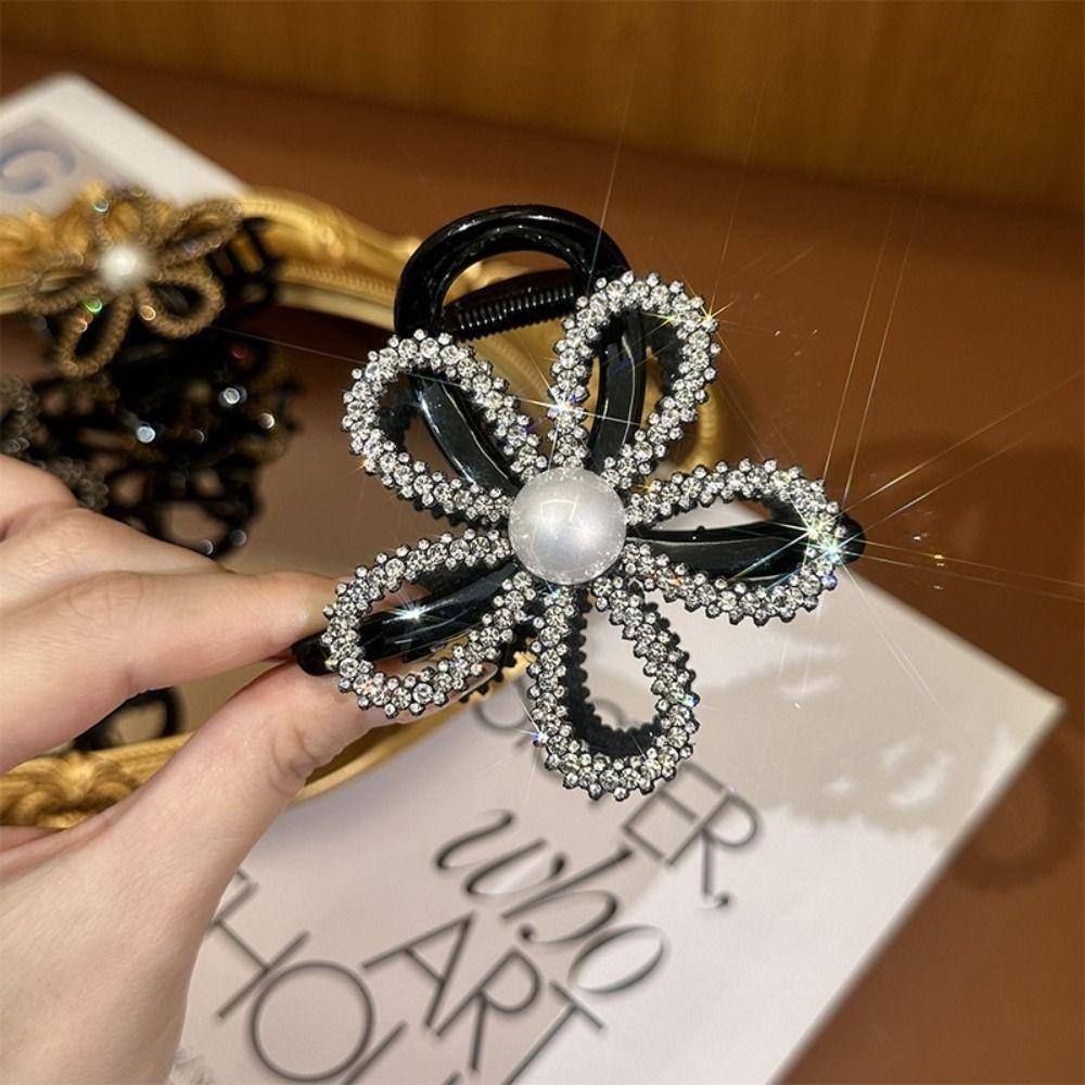 

Hair Clamps Diamond Hollow Flower Hair Clip Exquisite Women s Hair Accessory 01