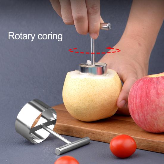 Fruit Core Puller Anti-slip Cozy Grip Food Grade Stainless Steel Fruit Corer Punching Silver Color Peach Pear Core Remover Tool Kitchen Gadgets