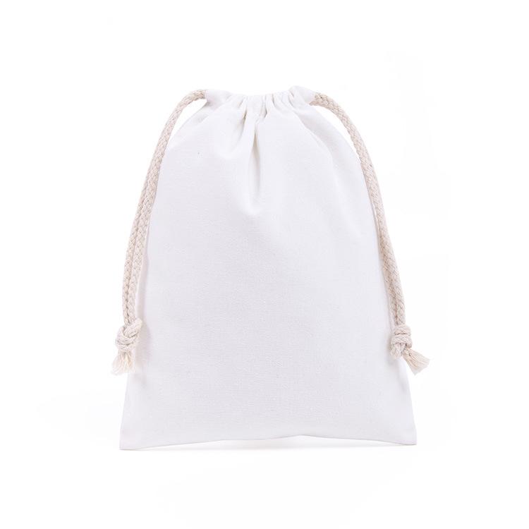 Eco-friendly White Cotton Drawstring Pouch - Custom Canvas Storage Bag
