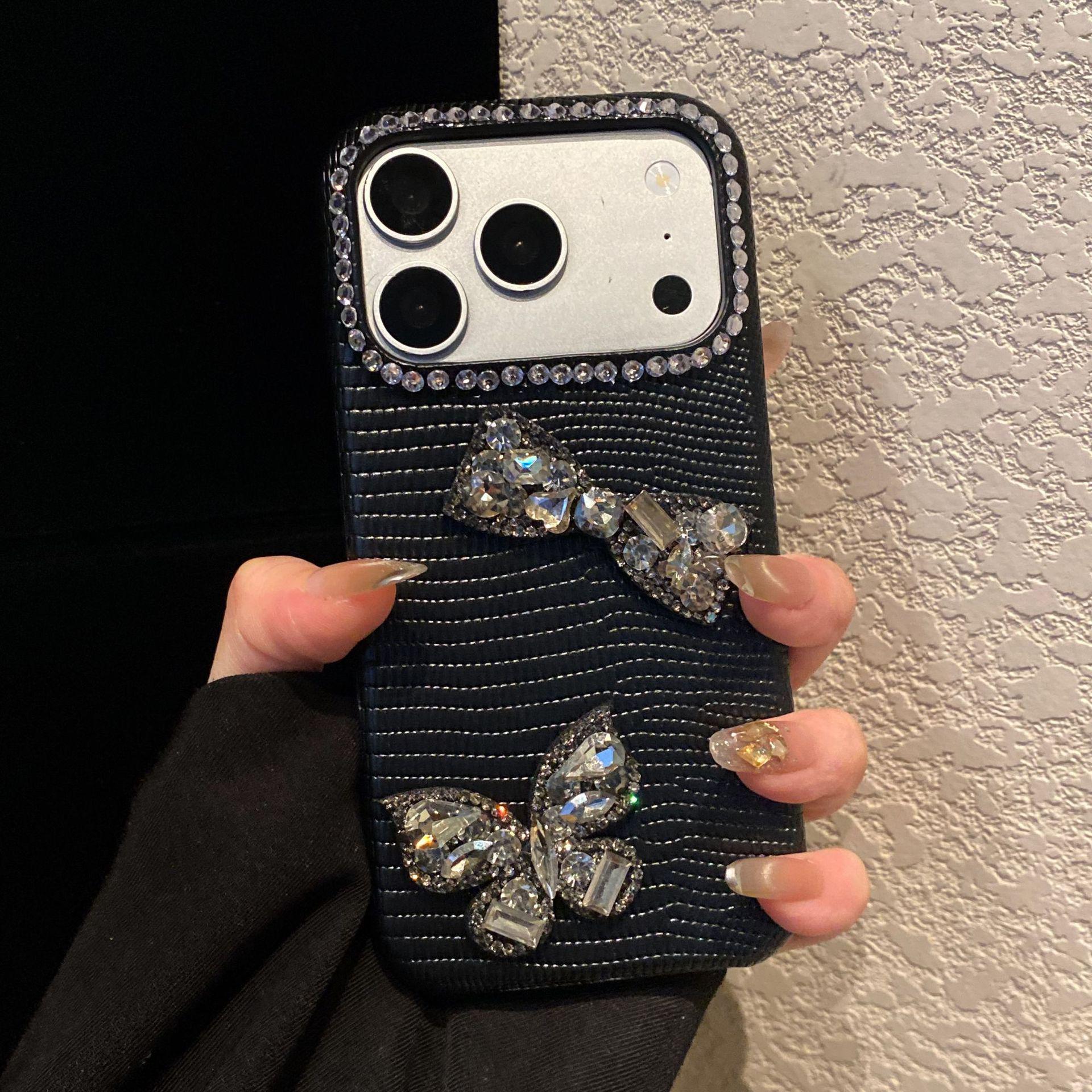 

Black 3D Bow Phone Case for iPhone 12/13/14/15/16/17 Pro Max iPhone 17 Pro