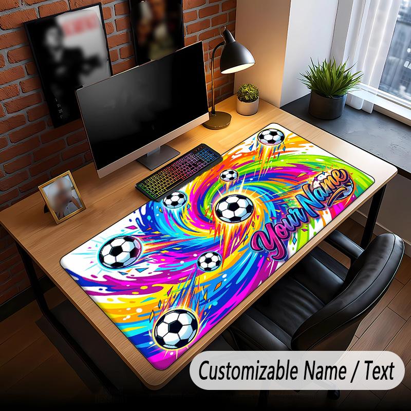 Soccer Theme Custom Mouse Pad Personalized With Name Text Customized Desk Mat For Office Home Decor