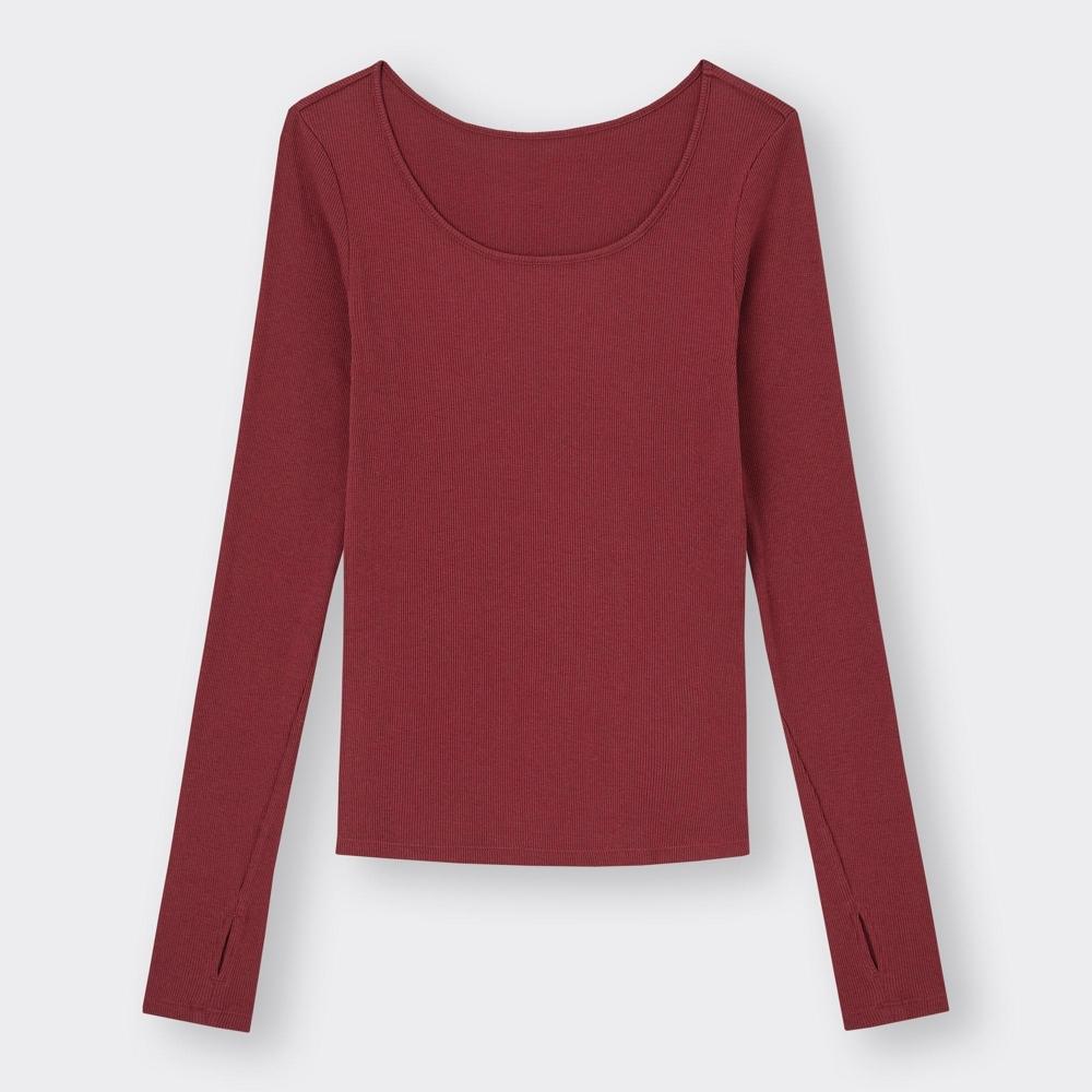 GU by Uniqlo Stretch Ribbed U Neck Tee  12 qUarter Sleeve   Warm 