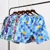 Shorts casuais masculinos de verão, cintura elástica, estampa de árvore tropical, praia, secagem rápida, pernas largas, à beira-mar