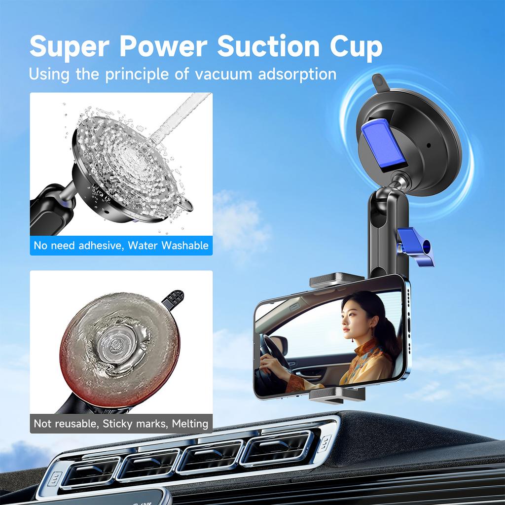 Suction Cup Phone Mount Suction Cup Mount for Phone with Dual 360 Degrees Rotatable Ball Head with Phone