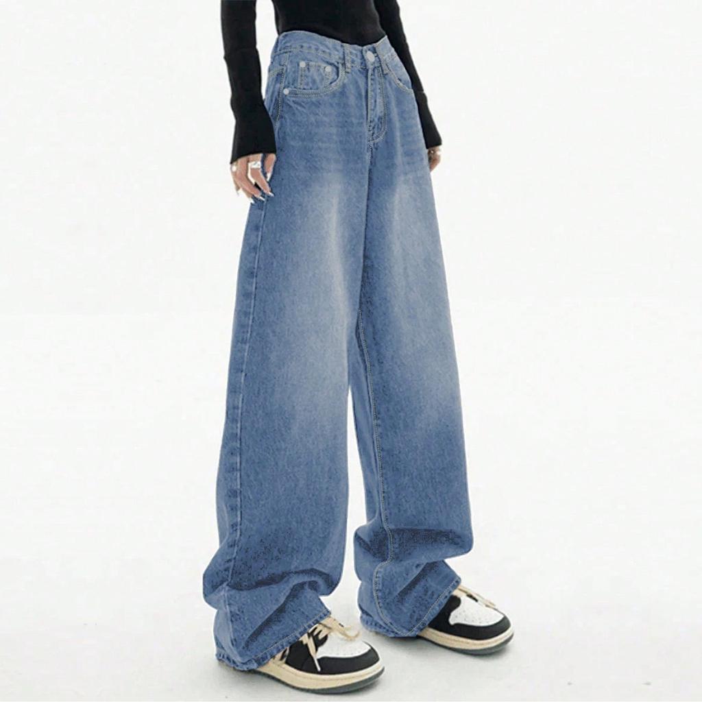 Fashion Women's Straight Casual Jeans Fashion Wide Leg Jeans
