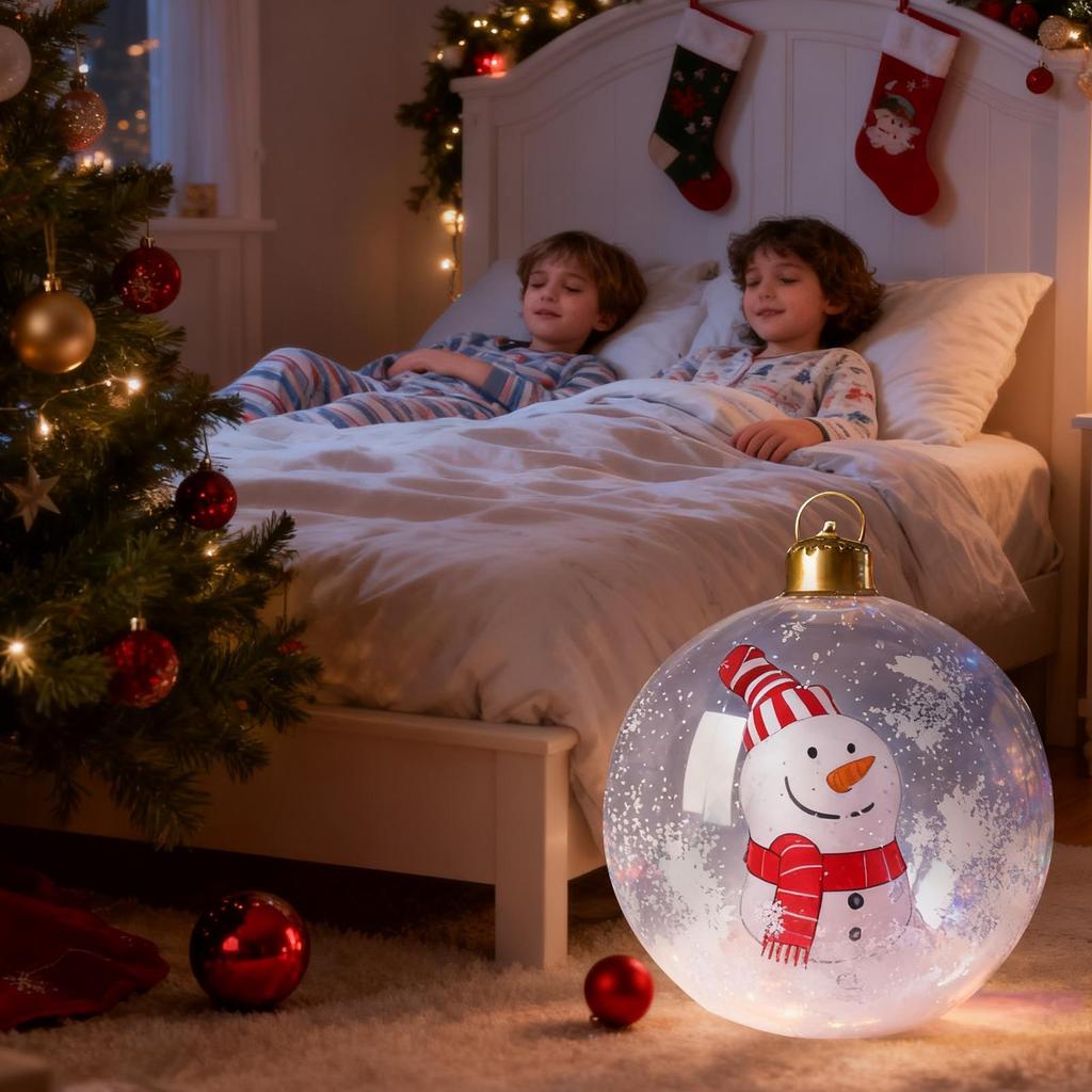 60cm Light Up Inflatable Christmas Balls Ornaments,PVC Inflatable Christmas Decorations Ball with LED Light