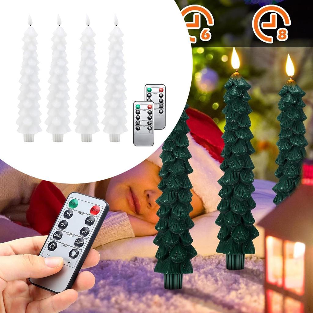 Flameless Taper Candles Christmas Decoration Adjustable Brightness 3D Flickering Flame Birthday