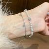 Elegant French Pearl & Zircon Star Double Layer Bracelet - Versatile Jewelry for Women