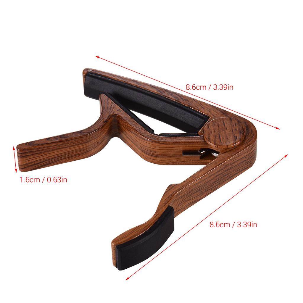 Aluminum Alloy Wood Color Guitar Capo for 6 String Folk Guitar Electric Guitar with 3pcs Random Color Picks