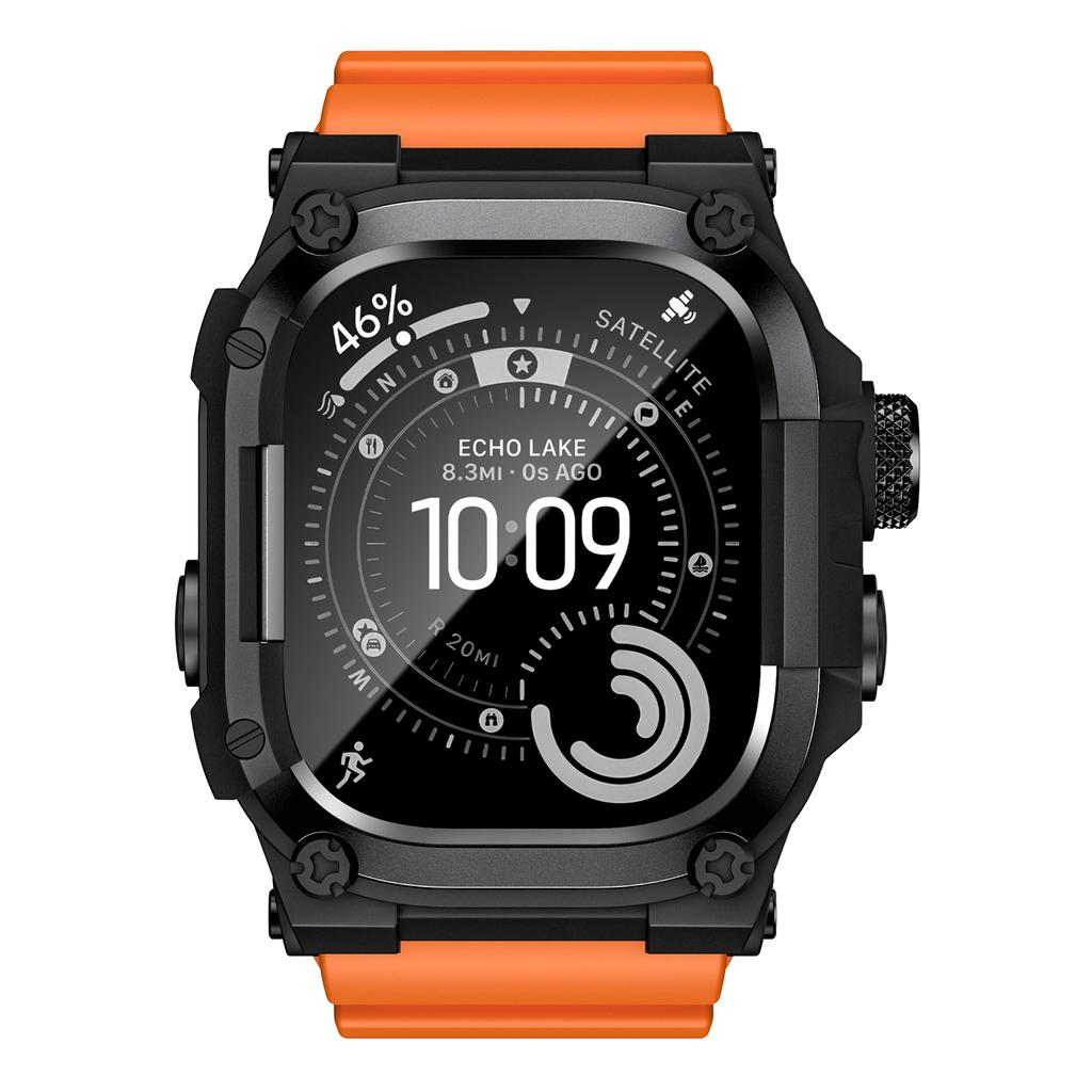 Rugged Integration Band with Case For Apple Watch Ultra 3/2/1 49mm Sport Silicone Strap with Metal Bumper Cover for iWatch Ultra