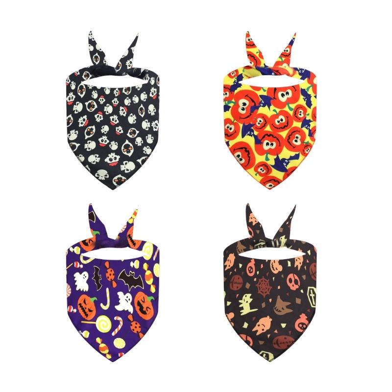 4lots Halloweens Triangular Scarf Permeable Pet Neckerchief Dog Triangles Bib for Dogs Regulable Neck
