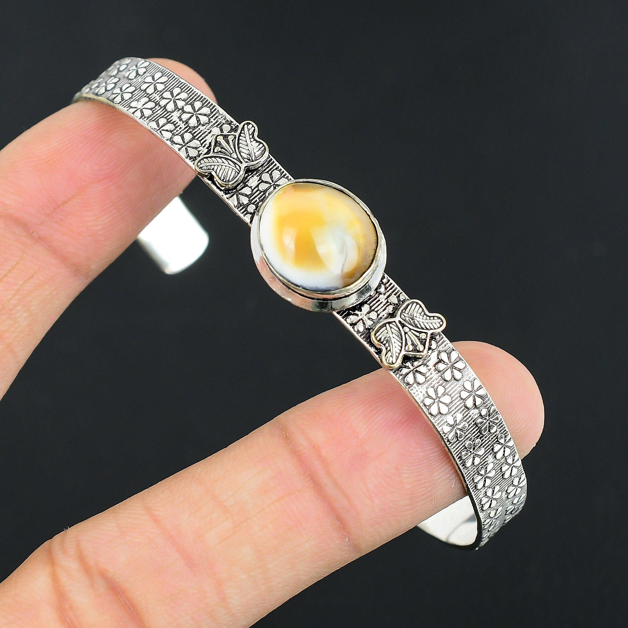 

Wedding Gift For Her 925 Silver Natural Shiva Eye Shell Shell Bangle Adjustable Adjustable