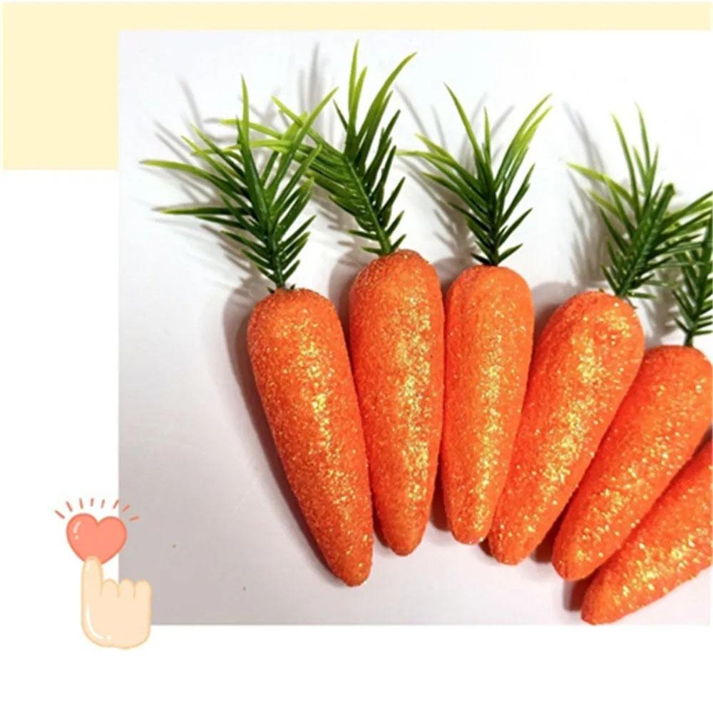 12Pcs Realistic Artificial Simulation Carrot Easter Decoration Lightweight Foam Lifelike Fake Vegetable Craft Miniature Prop