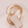 Rose Gold Color Wave Rings For Women Natural Zircon Accessories Fine Hollow Ethnic Vintage Wedding Jewelry