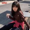 SPAO Women's Embroidered Bear Mock Neck Long Sleeve Thermal Top