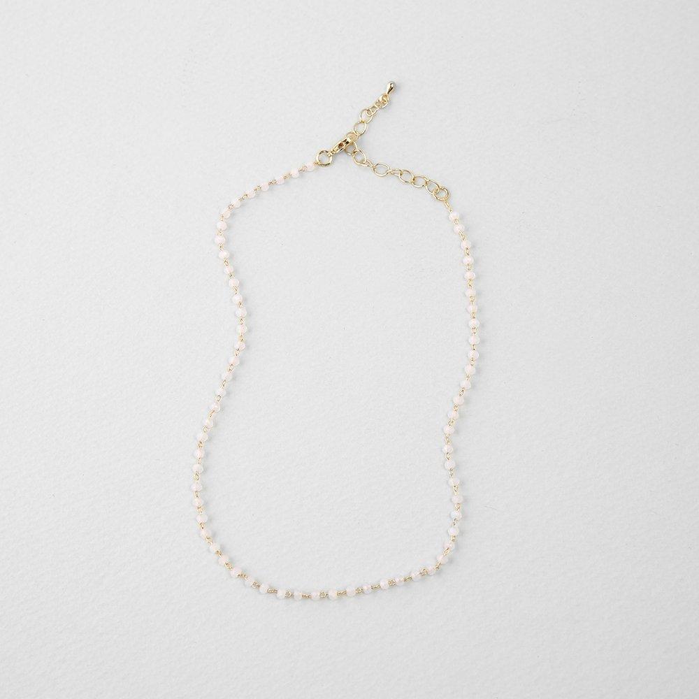 [Judy And Paul] Leshu Pink Opal Bead Chain Necklace N51532